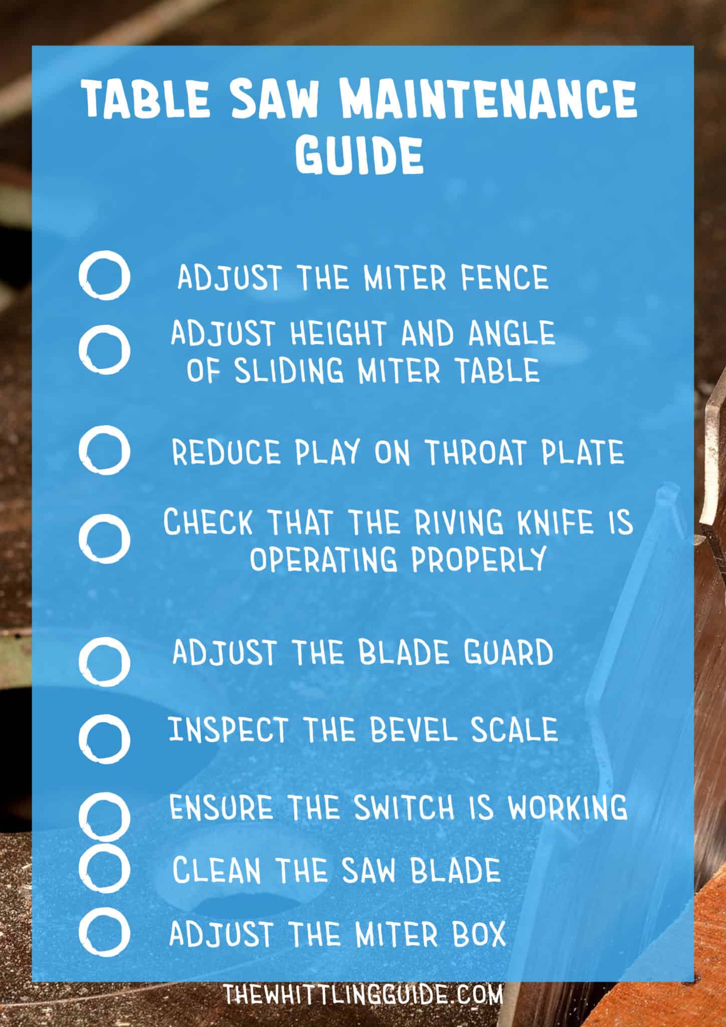 Table Saw Maintenance Checklist An Easy To Follow Guide The