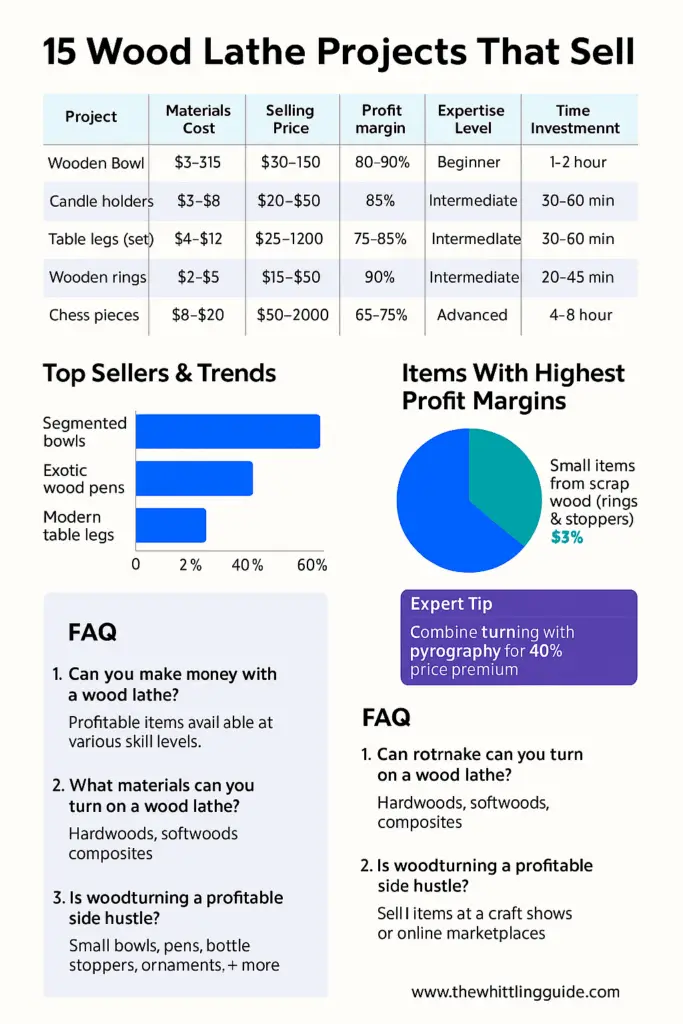 infographic of wood lathe projects that sell
