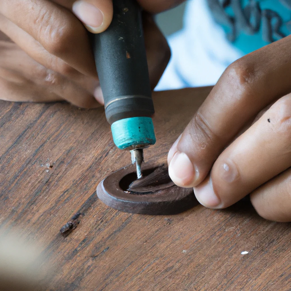 A man engraving with a Dremel Tool