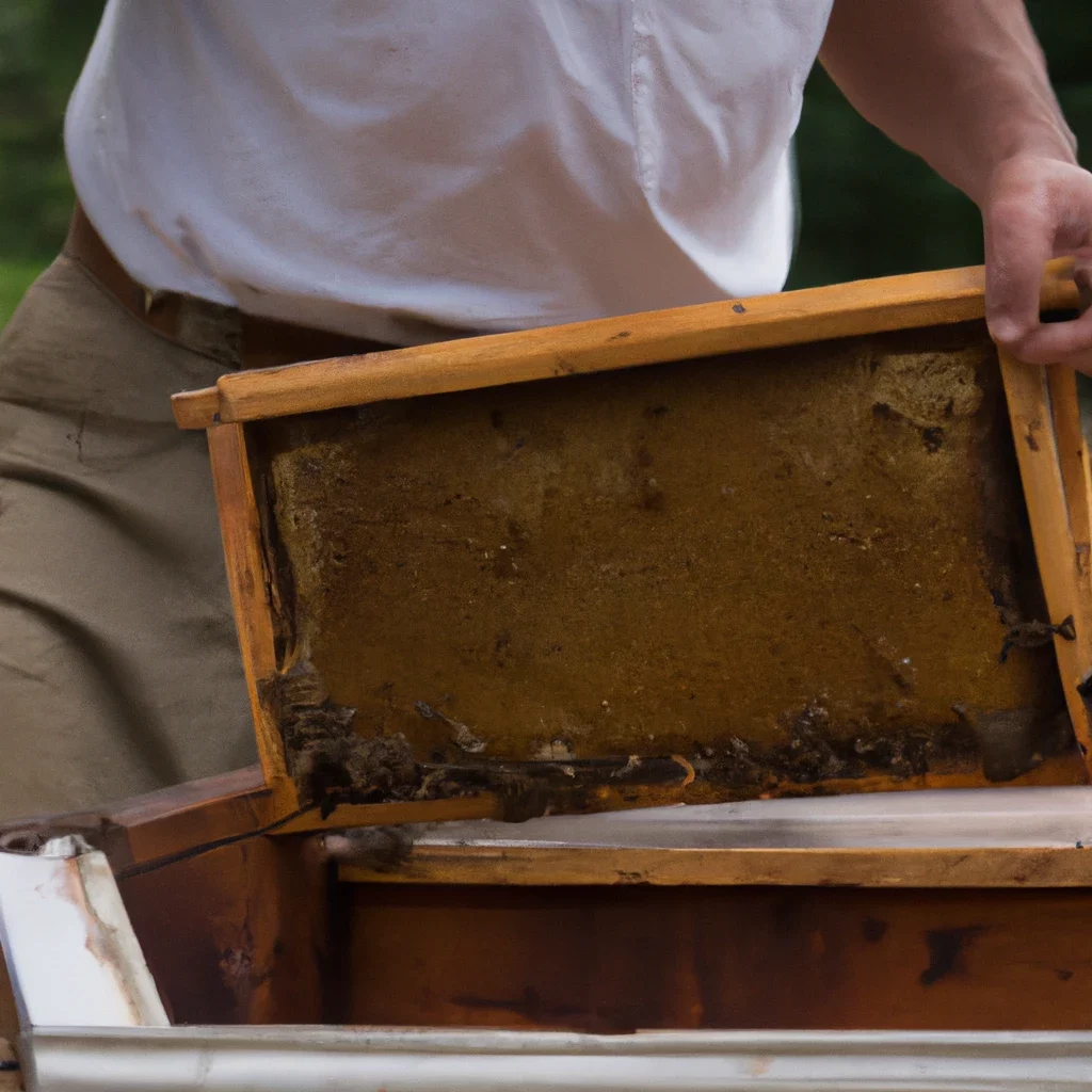 pulling honey from a beehive